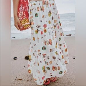 NWT Lisa Says Gah Andre Skirt Caviar Dreams Linen White Size Small Brand New